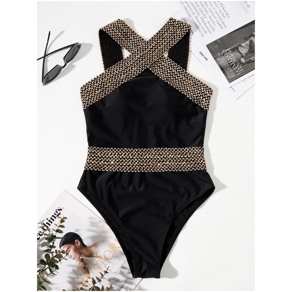 Criss Cross One Piece Monokini Swim Beach - Picture 10 of 10